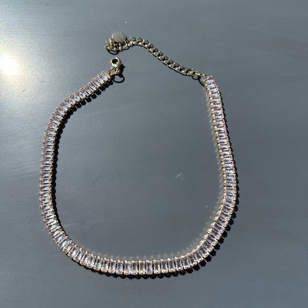 Gold-Tone Clear Crystal Tennis Necklace - Picture 5 of 5